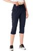Trekking Perfect for and Size L Women's 3/4-Length Pants, Moisture-Wicking, Quick-Drying, Below-the-Knee, 4-Way Stretch, Water-Repellent, Yoga,
