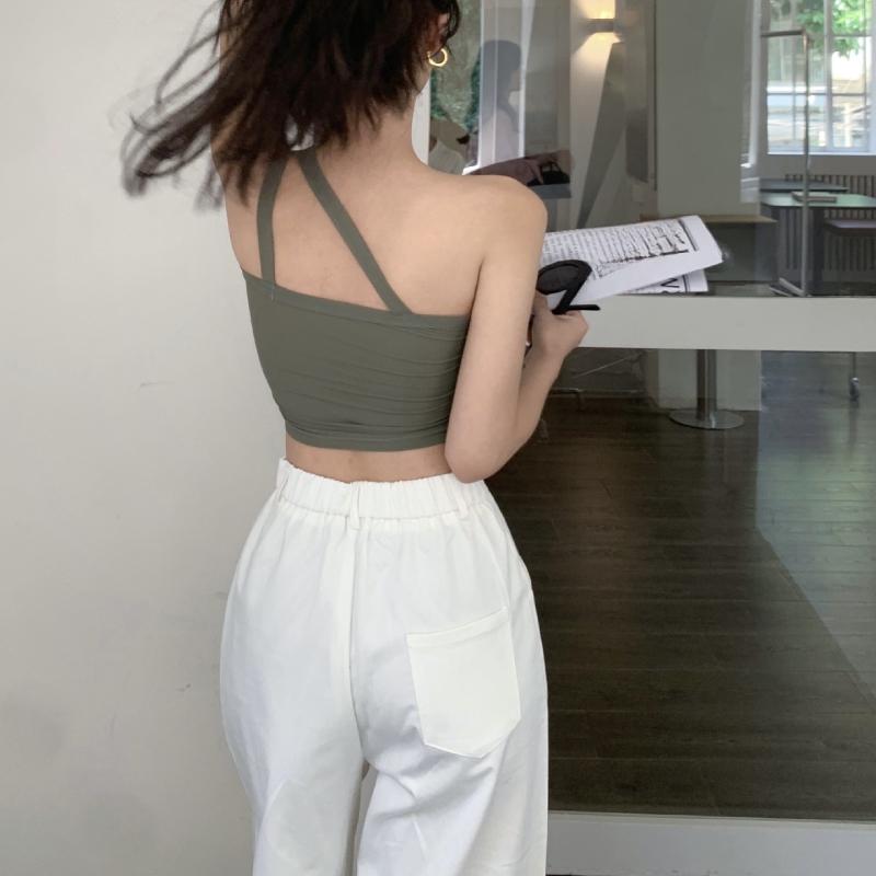 Летний женский топ с диагональными плечами, универсальный топ с открытым пупком, короткий топ