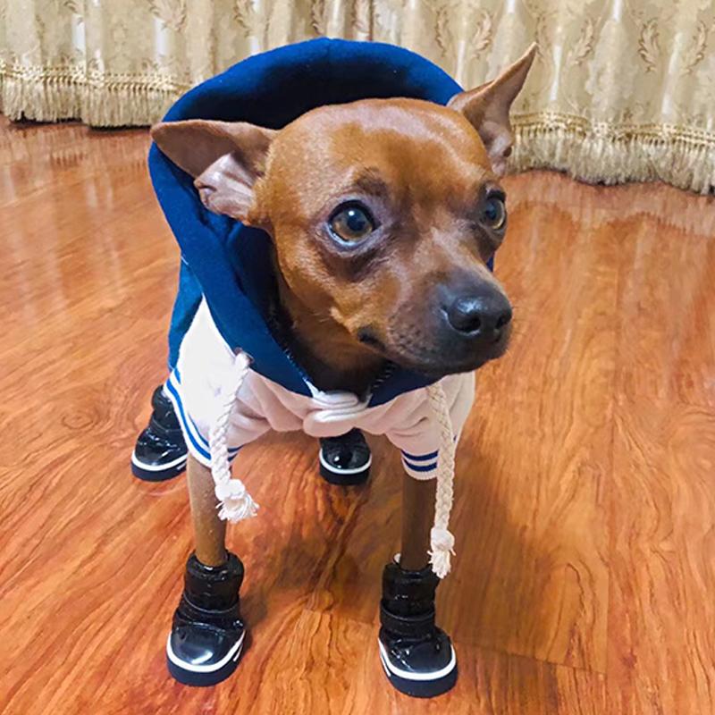 4 шт./компл. обувь для собак, модные зимние теплые зимние сапоги для собак, обувь из искусственной кожи для маленьких собак, чихуахуа, водонепроницаемая нескользящая обувь для щенков, обувь для домашних животных