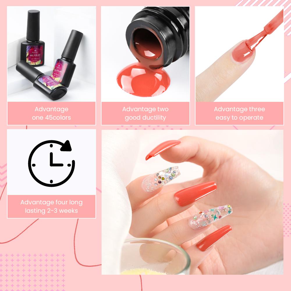 PHOENIXY 8ML Long-lasting Gel Nail Polish Top Base Coat Needed UV LED Soak-off Gel Nail Varnishes