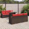 Garden Sofa Set 7 Pieces 6 Seater Brown and Red Poly Rattan