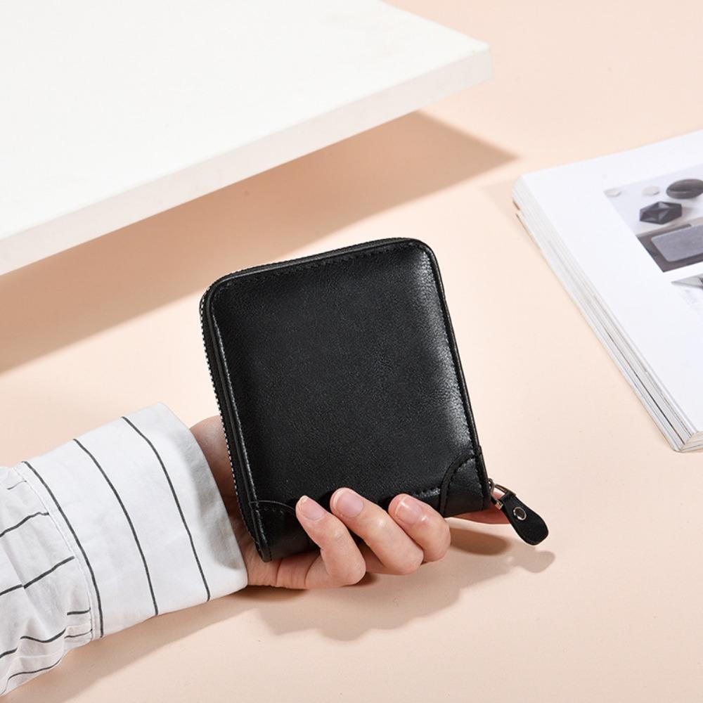 Black Men's Business Wallets Solid Color Short Billfold Purse Fashion Men's Fold Wallets Gift
