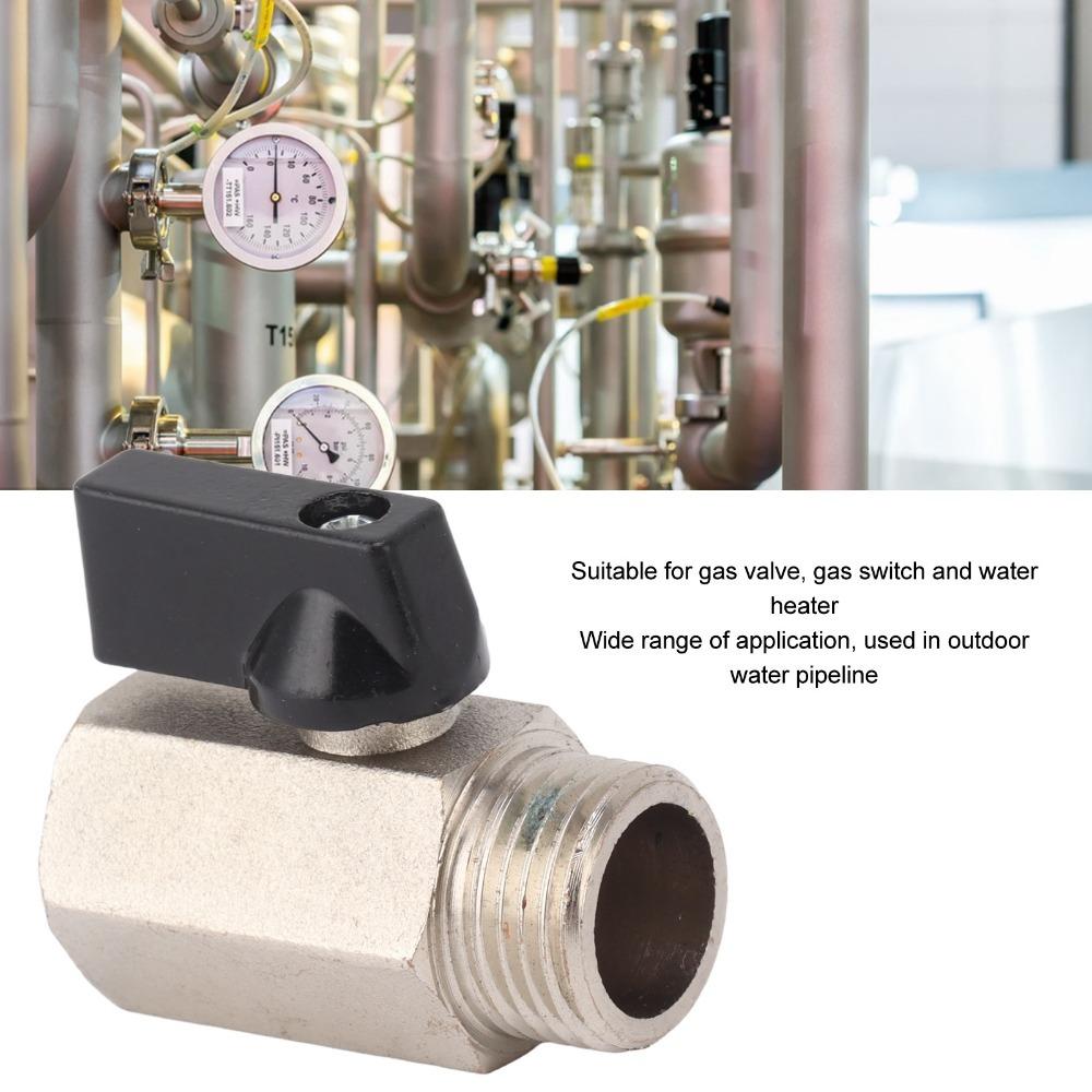 2PCS Silver Brass Gas Valve Brass Fuel Gas Valve Durable Pipe Shut Off Valve  Line Adjustment
