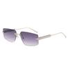 Advanced square frameless metal sunglasses for men and women outdoor sunscreen sunshade fashion trend glasses