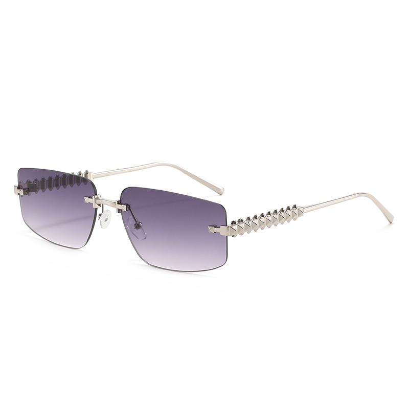 Advanced square frameless metal sunglasses for men and women outdoor sunscreen sunshade fashion trend glasses