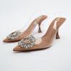 2024 Womens Summer New Sexy Pointy Rhinestones Decorated Women's Sandals Elegant Banquet Party Dress Women's Heels Mujer Zapatos