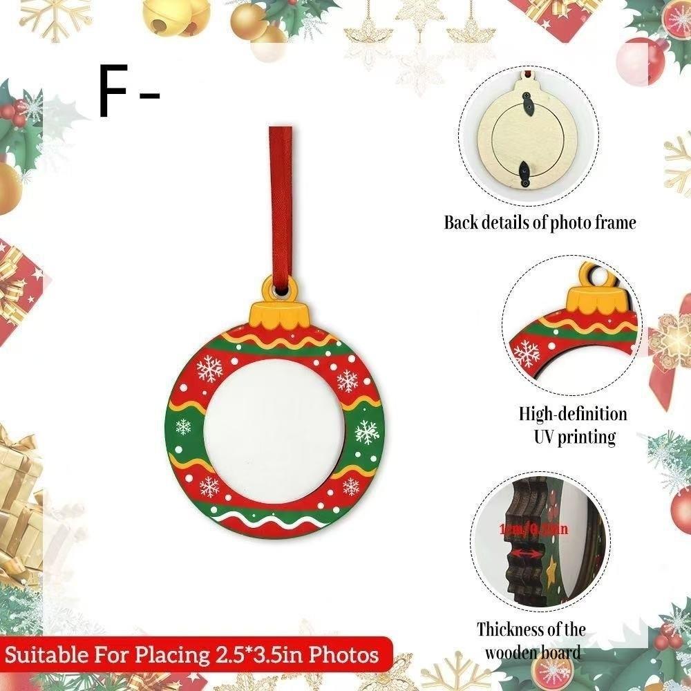 Santa Claus Christmas Photo Frame Wooden Xmas Tree Hanging Decor Party Decora