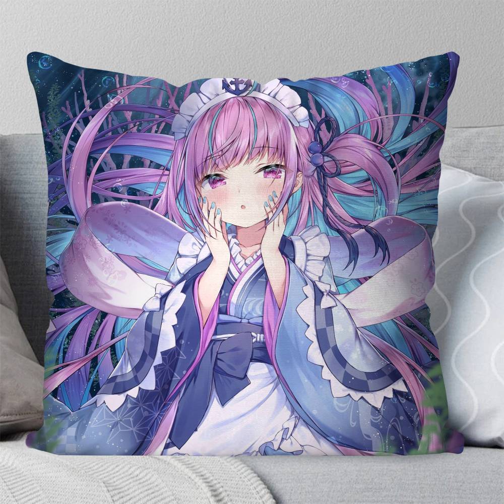 Minato Aqua Animation HHololive Pillow Case Fashion Square Pillowcase Bedroom Sofa Room Ins Decoration Leisure