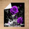 Romantic Rose Floral Blanket For Valentine's Day Gift Soft Flower Fleece Blanket for Bed Sofa Couch Chair Outdoor Travel Camping