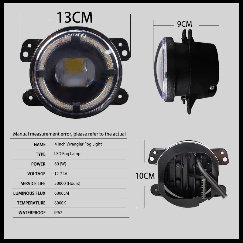 4 Inch Round LED Front Driving Fog Lights Angel Eye Lenses Off Road for Jeep Grand Cherokee 2011-2013/Wrangler JK 2007-2018 XJ