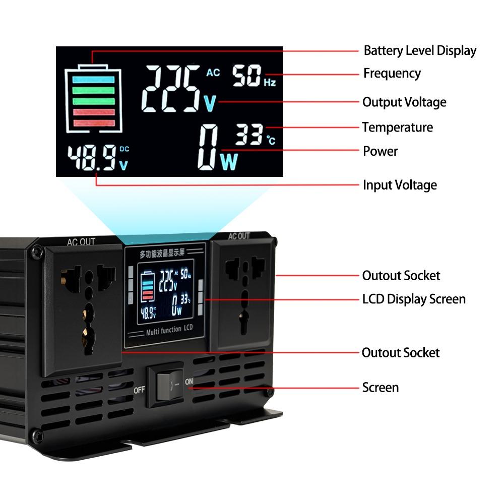 Инвертор чистой синусоиды DC 12v/24v/48v/60v/72v в AC 110v/220v 6000W 5000W 4000W 3000W 1600W Преобразователь Автомобильный Солнечный Инвертор Питания