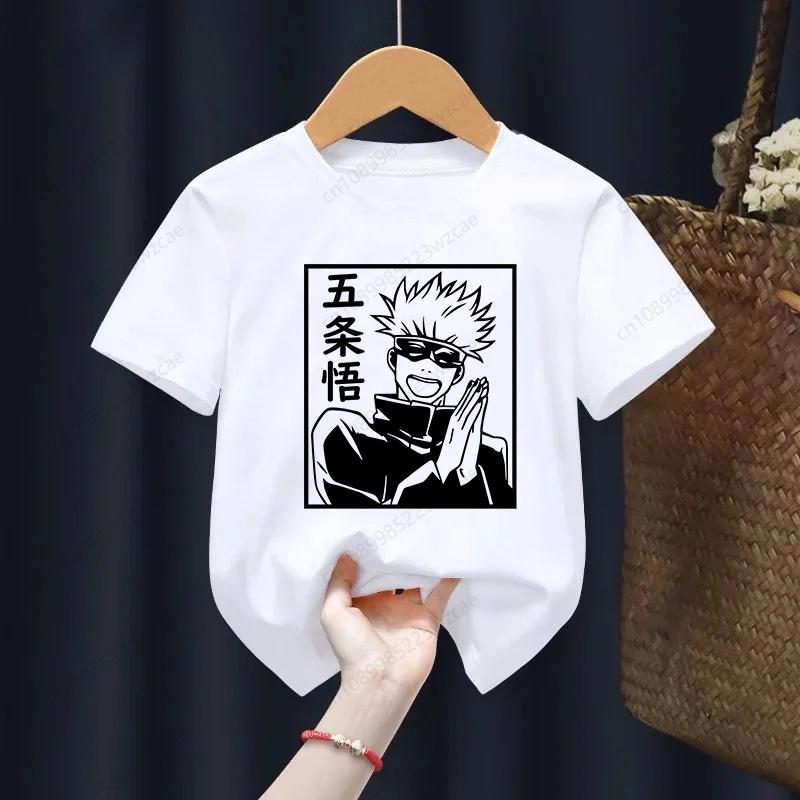 Jujutsu Kaisen Годжо Сатору Аниме Принт Футболка Мальчики Футболки Детская Футболка с Коротким Рукавом Принтованные Детские Футболки Детская Одежда