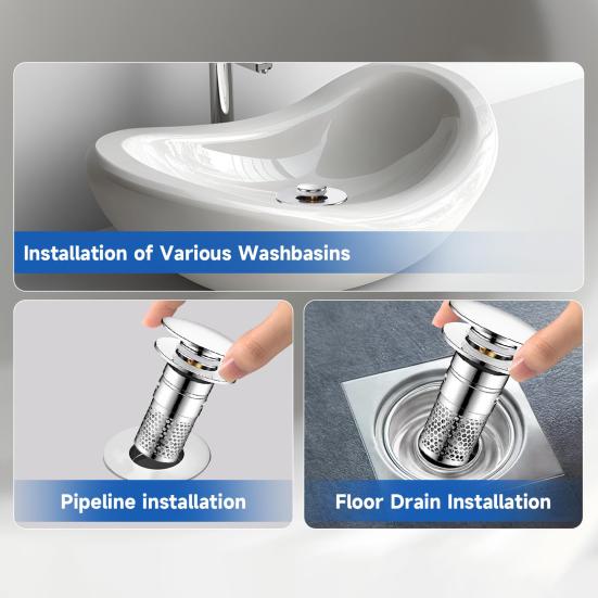 Стопор для раковины в ванной комнате Всплывающий сливной фильтр Уловитель волос и мусора Раковина