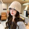Вязаная панама женская милая универсальная панама шерстяная теплая с защитой ушей маленькая вязаная шляпа-ведро
