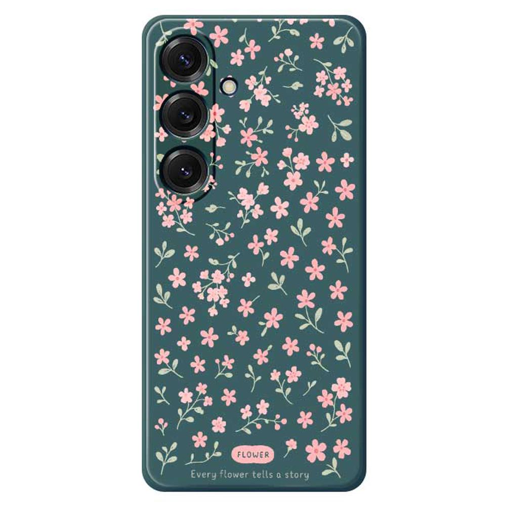 Чехол для Samsung Galaxy S25 Розовый с принтом мелких цветов Прямой край ТПУ Задняя крышка для телефона