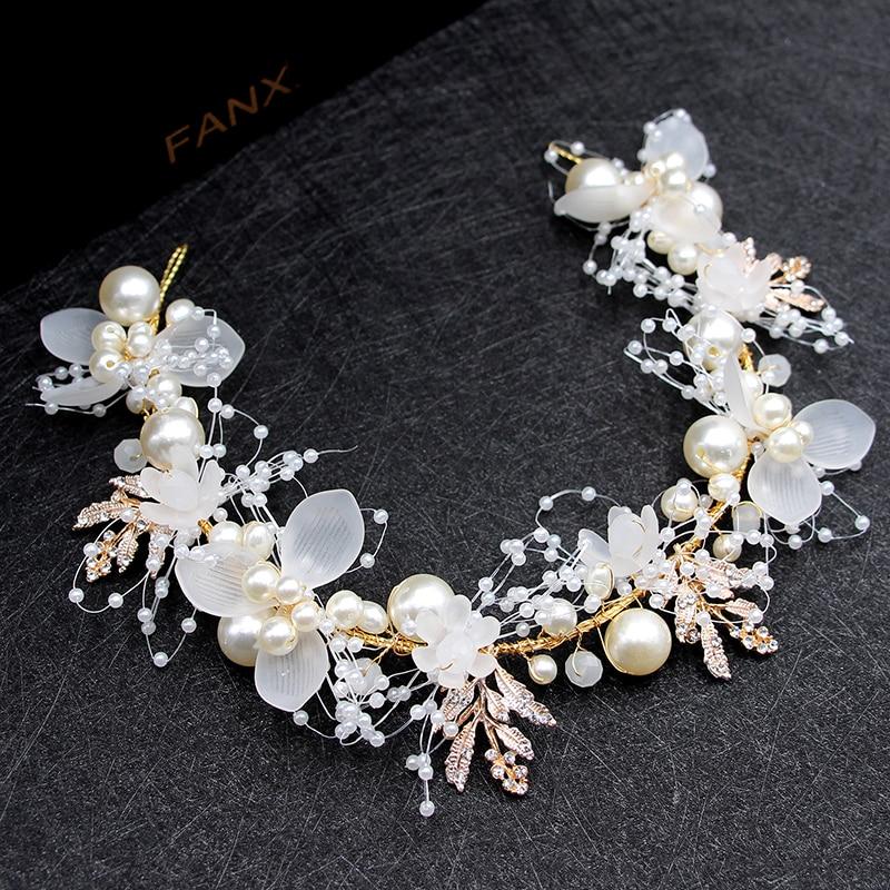 Свадебные аксессуары для волос для невесты, цветочные повязки на голову, плетеные волосы, виноградная лоза, жемчужный головной убор, украшение для волос для женщин и девочек