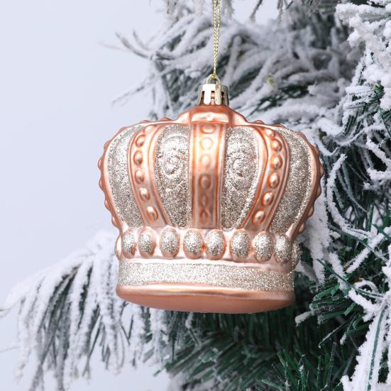 2 шт. Рождественские украшения в виде короны, винтажный стиль, пластик, красный, зеленый/золотой