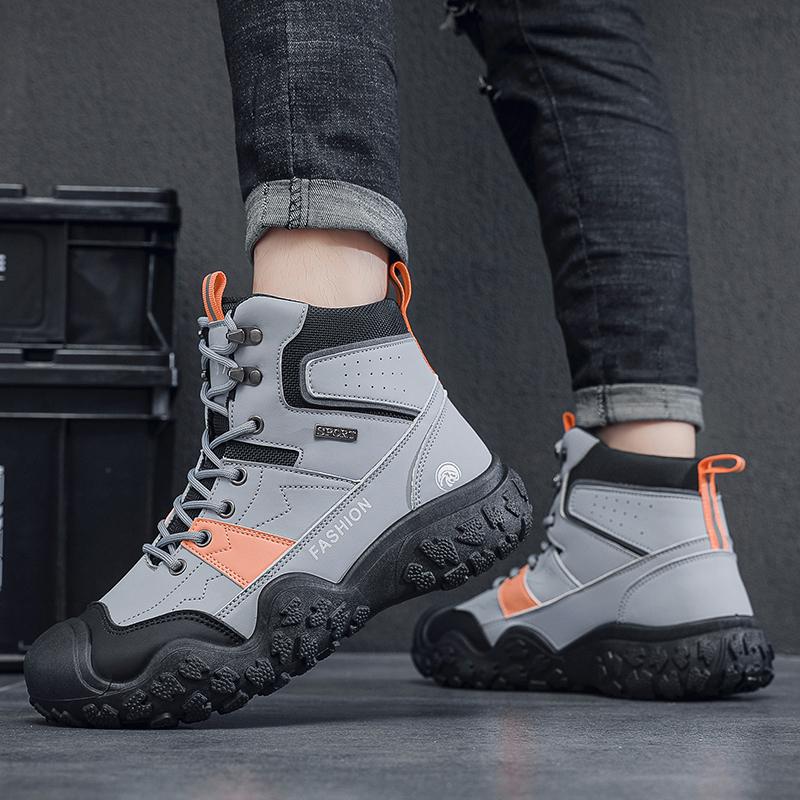 Мужские ботинки осень и зима новые высокие уличные ботинки нескользящие мягкие подошвы удобные походные ботинки модные повседневные рабочие ботинки