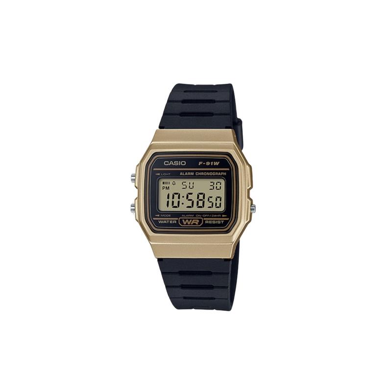 CASIO Customized watch modified series yellow watch mirror waterproof classic retro F-91WM-9A modified-Yaojin Xuanying HeiSeBiaoPanHongLanBiaoJing