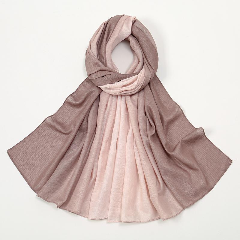 Women Glitter Shiny Hijab Scarf Gradient Shawls Muslim Ombre Turban Islam Ladies Shimmer Elegant Stole Gradient Shawl Tippet