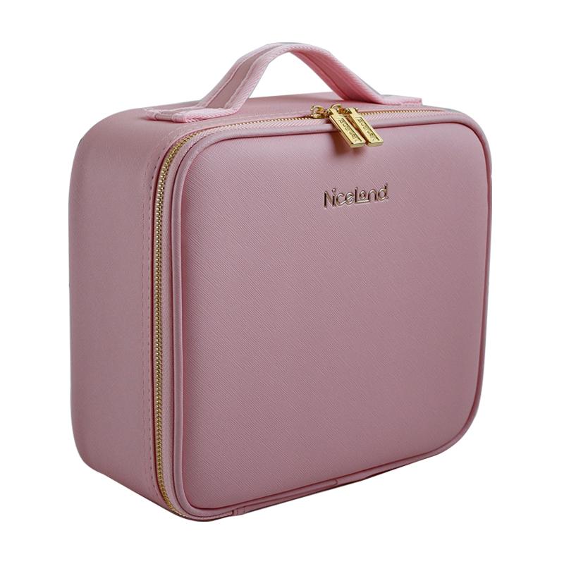 Умная светодиодная косметичка с зеркалом большой емкости, водонепроницаемая искусственная кожа, дорожная косметичка для татуажа бровей для женщин