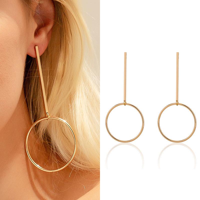 And Silver Gold Geometric Hoop Earrings Fashionable Minimalist Alloy Jewelry For Women