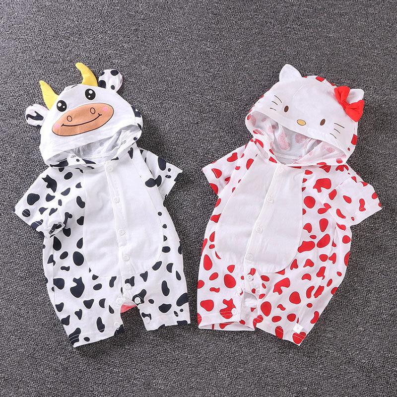 Infant Jumpsuit Rabbit Cow Romper Animal Tiger Cute Cat Print Girl Boy Cotton Suit Newborn Climbing Bunny Rompers Summer
