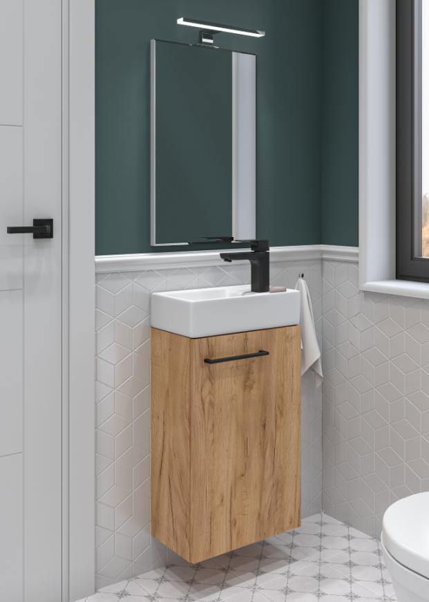 Wall-Hung Vanity Unit 40 Oak Craft & Compact Faucet Small