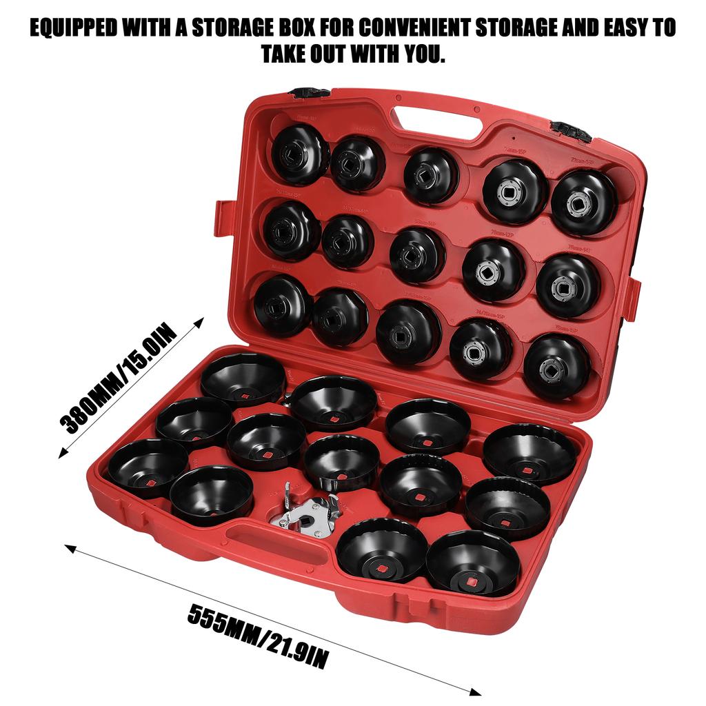 30Pcs Oil Filter Captype Removal Wrench Socket Set 12inch 12.5mm Mouth Car Fuel Filter Remover
