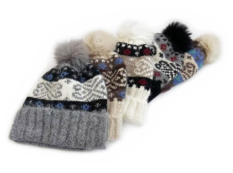 Ретро вязаная шапка с помпоном в стиле Fair Isle от Cat Brother - Тепло для осени/зимы