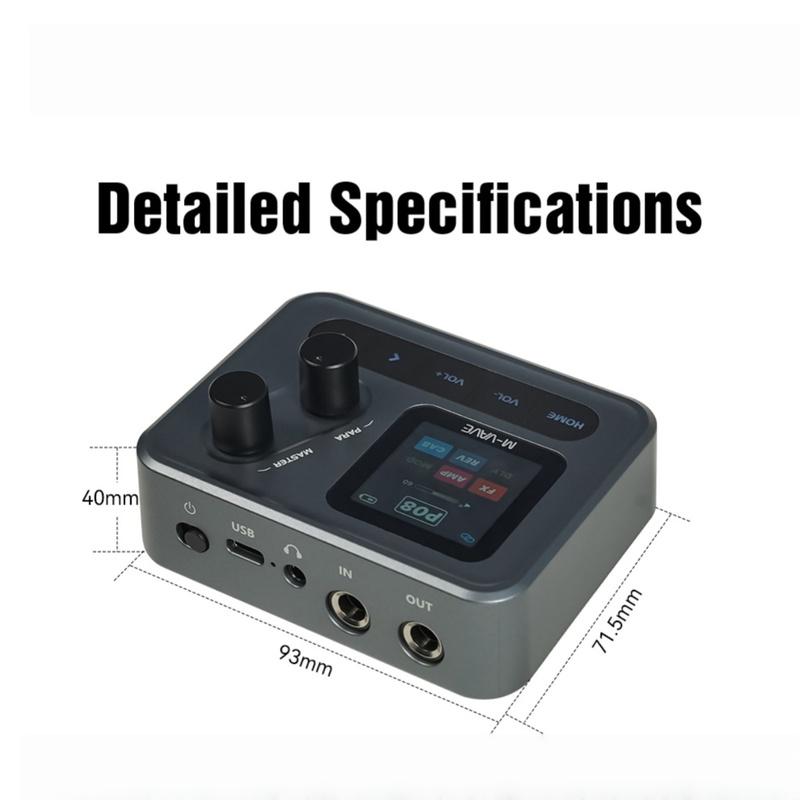 M-VAVE Pocket AMP Портативная гитарная педаль эффектов 1,54-дюймовый ЖК-дисплей Драм-машина/7-секундный лупер Многоэффектный процессор для гитары/баса Запись