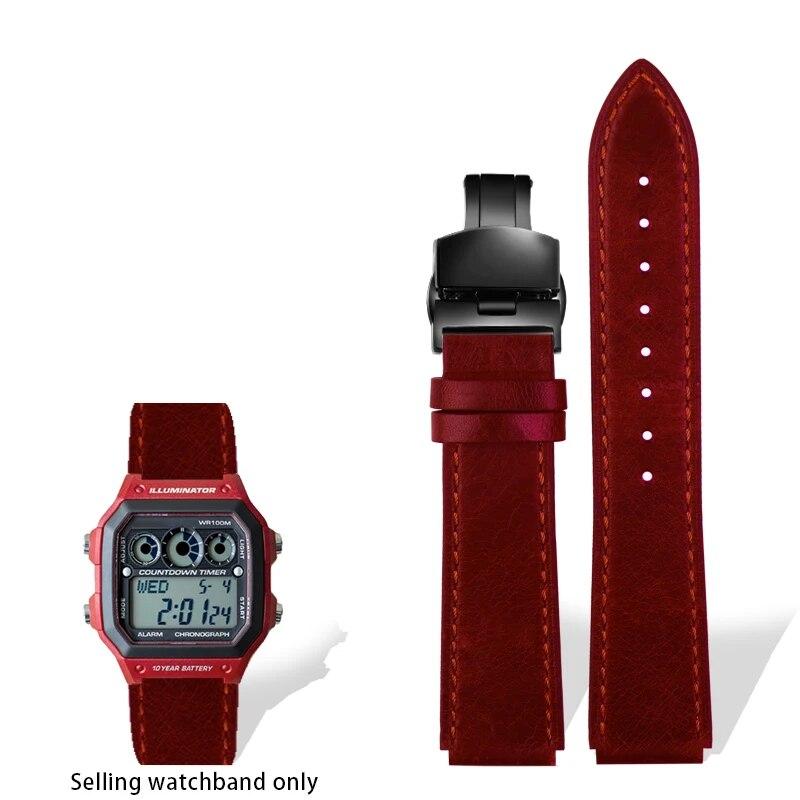 Ремешок из натуральной кожи в стиле ретро для Casio A158W A168/F91w/AE-1200WHD/A158/A159/A169/AE1200, винтажный ремешок-браслет для часов