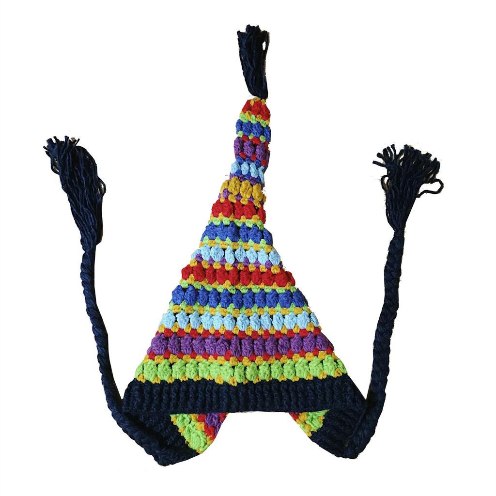 Шапка ручной работы из шерсти в этническом стиле, защитные наушники, радужная вязаная шапка, подборка фотографий из путешествий, креативная и забавная шляпа ведьмы