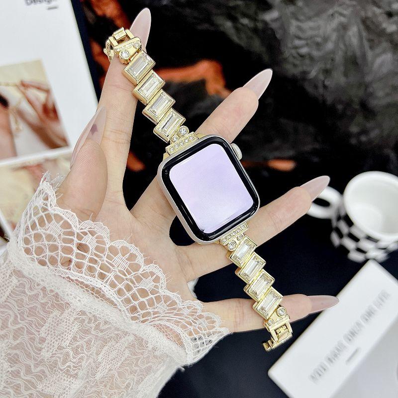 Блестящий бриллиантовый ремешок для Apple Watch Bands 49 46 45 44 42 41 38мм Браслет Украшение Металлический ремешок для запястья для iWatch S11 10 9 8 7 6