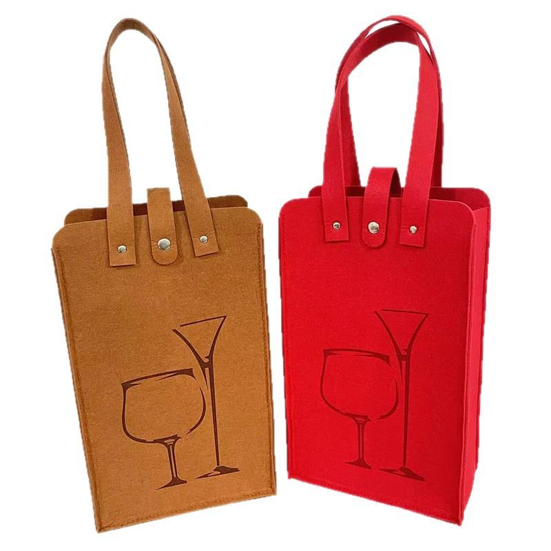 Фетровый пакет для винных бутылок Двойной бутылочный Отличная грузоподъемность Ручной пакет для упаковки напитков Подарочная упаковка Мешочек для хранения Сумка-тоут для вина