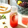 1Set Large-capacity Stripe Drinking Cup Juice Jug Set Glass Bottle Pitcher Transparent