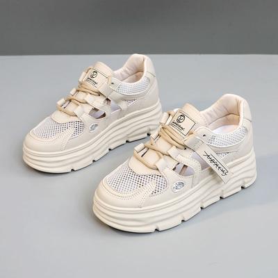 Модная женская обувь 2025 Лето Полые сетчатые кроссовки на платформе Увеличенная модная универсальная повседневная обувь Женские сандалии Большой размер 35-42