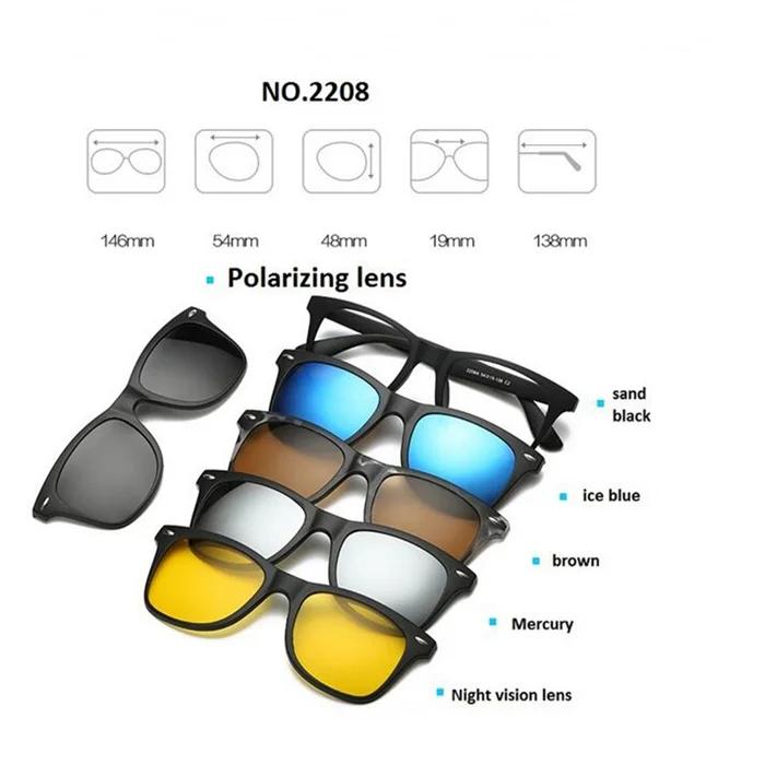 Ретро 5+1 Поляризованные Клипсы Солнцезащитные очки для Близорукости для Мужчин Женщин Блокирующие Синий Свет Очки по Рецепту Диоптрии 0 -1 -1.5 До -4.0