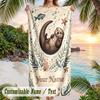 Oceanic Octopus Adventure Theme Quick Dry Beach Towel Custom Name Text Print Large Sand Resistant Towel Beach Vacation