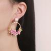 Fashionable Country Style, Sweet and Fresh, Soft Clay Flower Imitation Pearl Geometric Round Earrings, Simple and Versatile