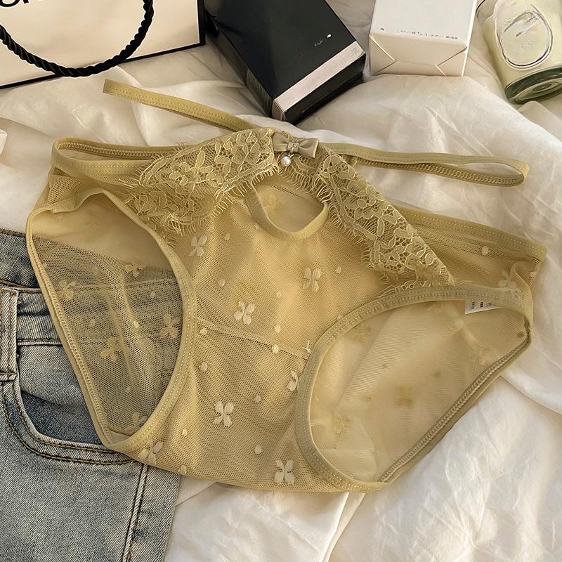 Women's Underwear Women's Mid-waist Sexy Lace Hollowed Out Panties Breathable Cute Triangle Panties