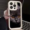 LZ3 Черный Кот Зеленый Глаз Силиконовый Чехол Для Телефона iPhone 11 13 14 15 16 Pro Max 7 8 16 Plus 12 mini XS Max XR Противоударный Задний Чехол