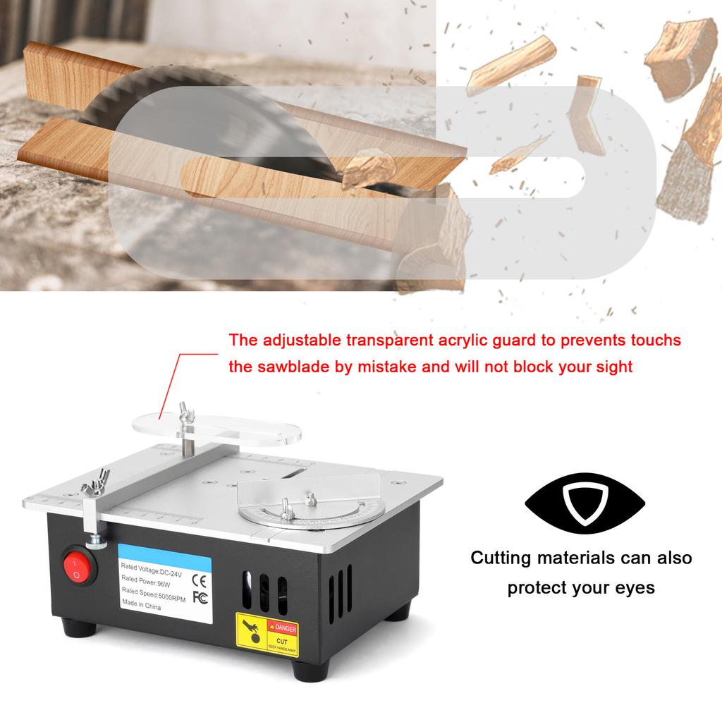 Electric Saw Electric Desktop Saw Mini Table Saw Mini Table Saw 96W 7 Speeds Adjustable Power Supply Desktop Electric Saw Cutter