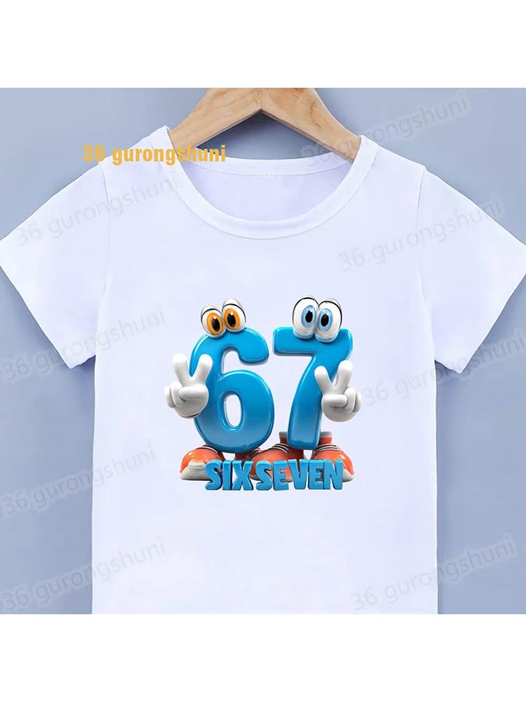 Kids Retro Cartoon SIX SEVEN 67 Graphic TShirt Soft Cotton Cute Wear for Boys Girlsdf0139