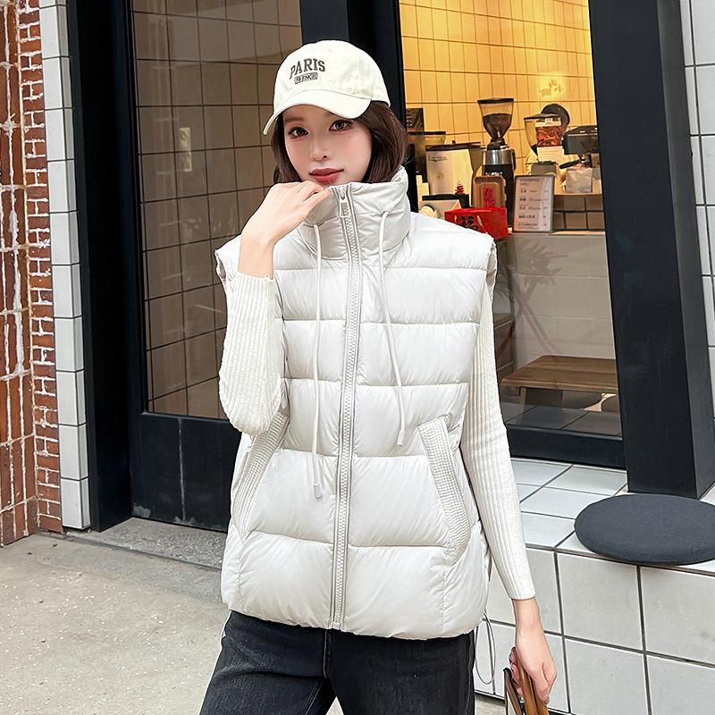 Winter down cotton vest stand-up collar versatile vest loose foreign casual cotton vest jacket