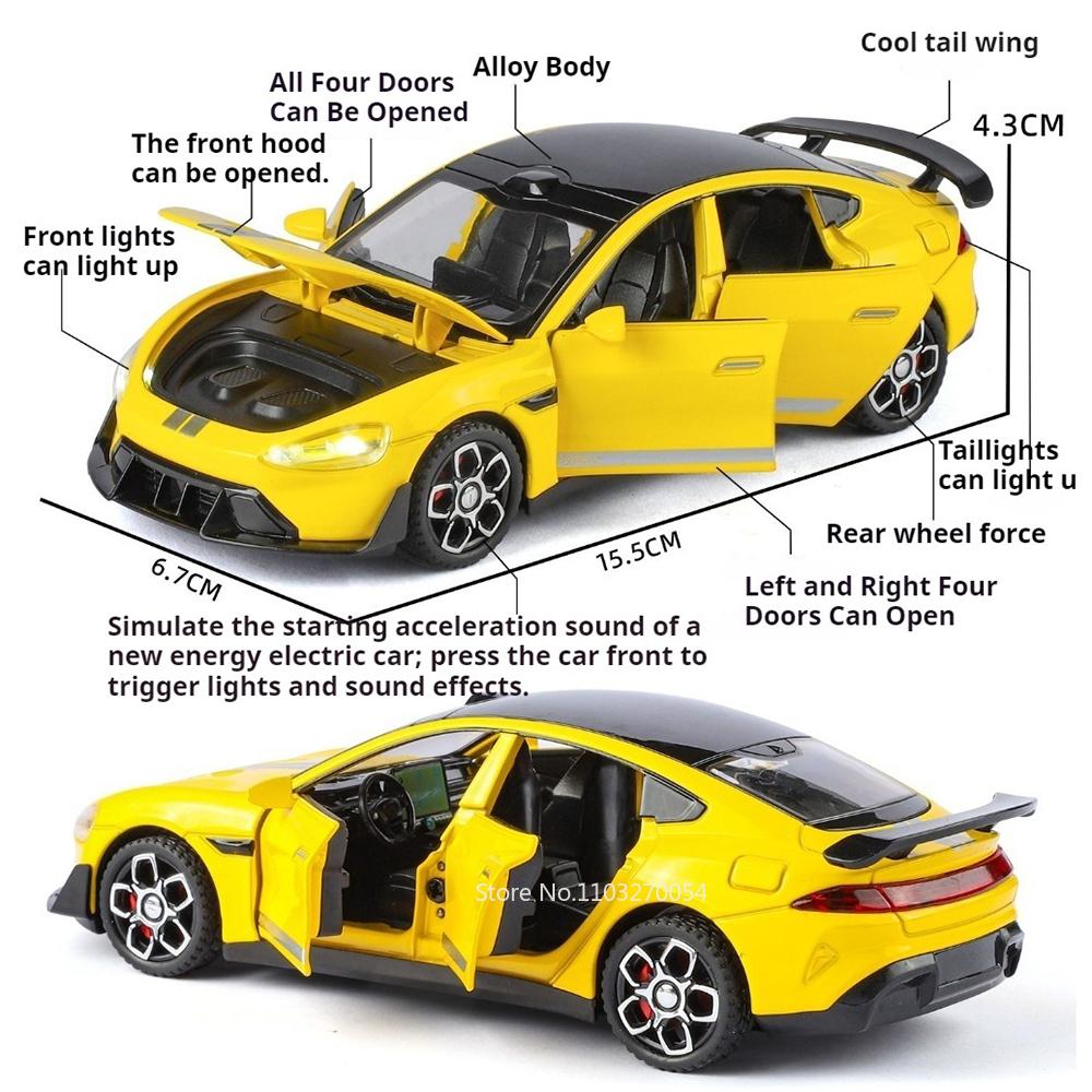 ABAE1 1:32 SU7 Ultra BYD Yangwang U9 Alloy Sportscar Model Diecast Toy Rear Wheel Pull Back with Sound Light Vehice Collecting Hobbies
