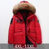 Plus Size 4XL-11XL Real Fur Collar Fashion Winter Men's Down Coat Hooded Casual Loose Thick Warm Oversize Outerwears Men Down Jackets