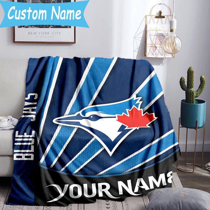 Custom Name Torontos baseball Flannel Blanket, Use for Birthday/Holiday Gift, Soft Blanket for Sofa/Bed/Camping/Office, Home Decor
