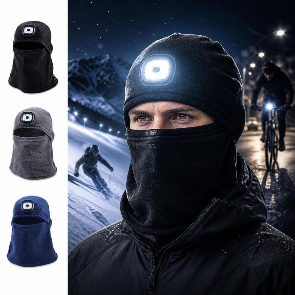 Warm Thermal Headlamp Hat Fleece Lined Winter Running Hat Durable Night Cycling Beanie Winter