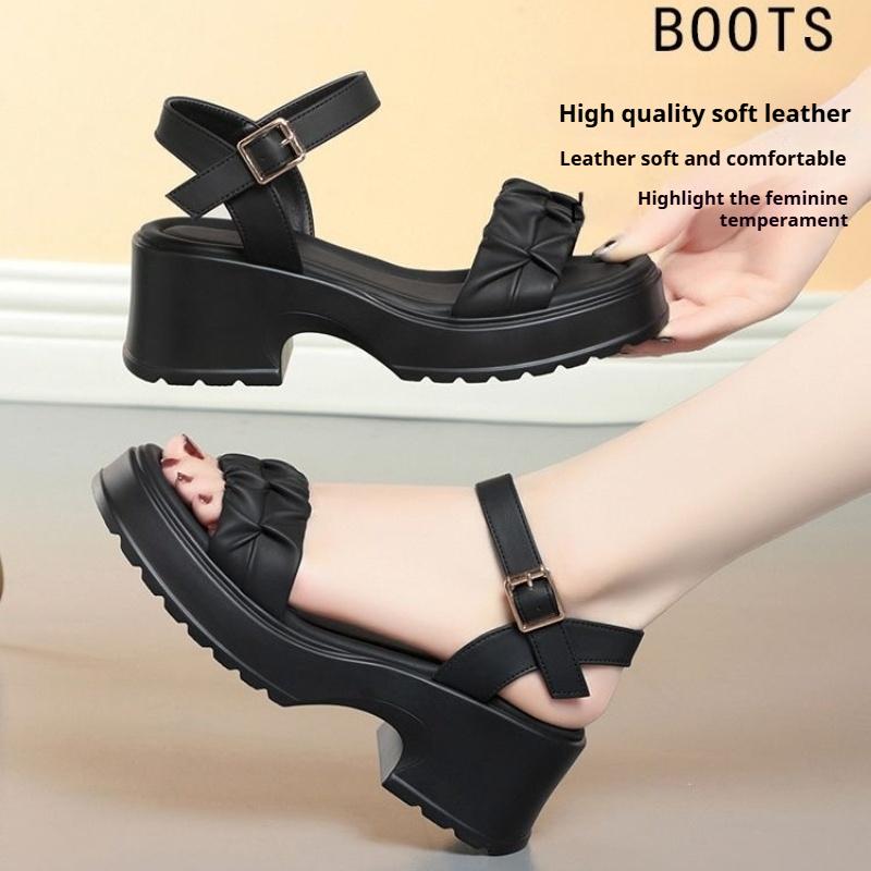 Повседневные универсальные босоножки на толстом каблуке с толстой подошвой для женщин Летние уличные сандалии